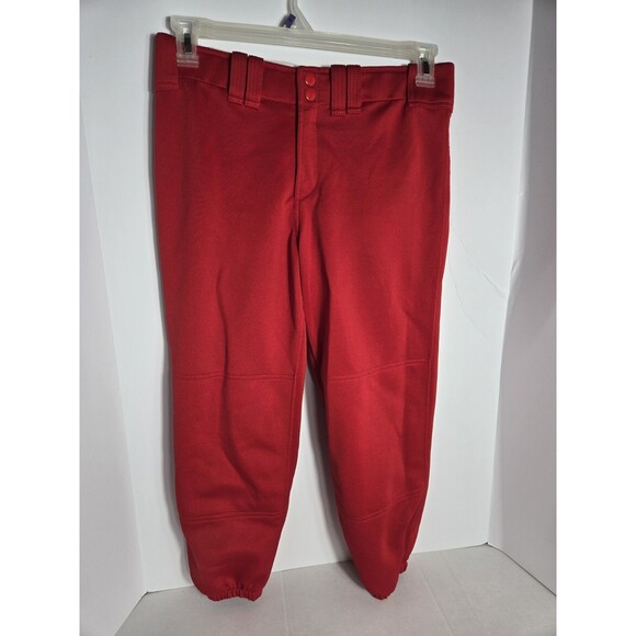 Women Mizuno Softball Button Up Pants Size Medium RED Elastic Bottom - Picture 1 of 3